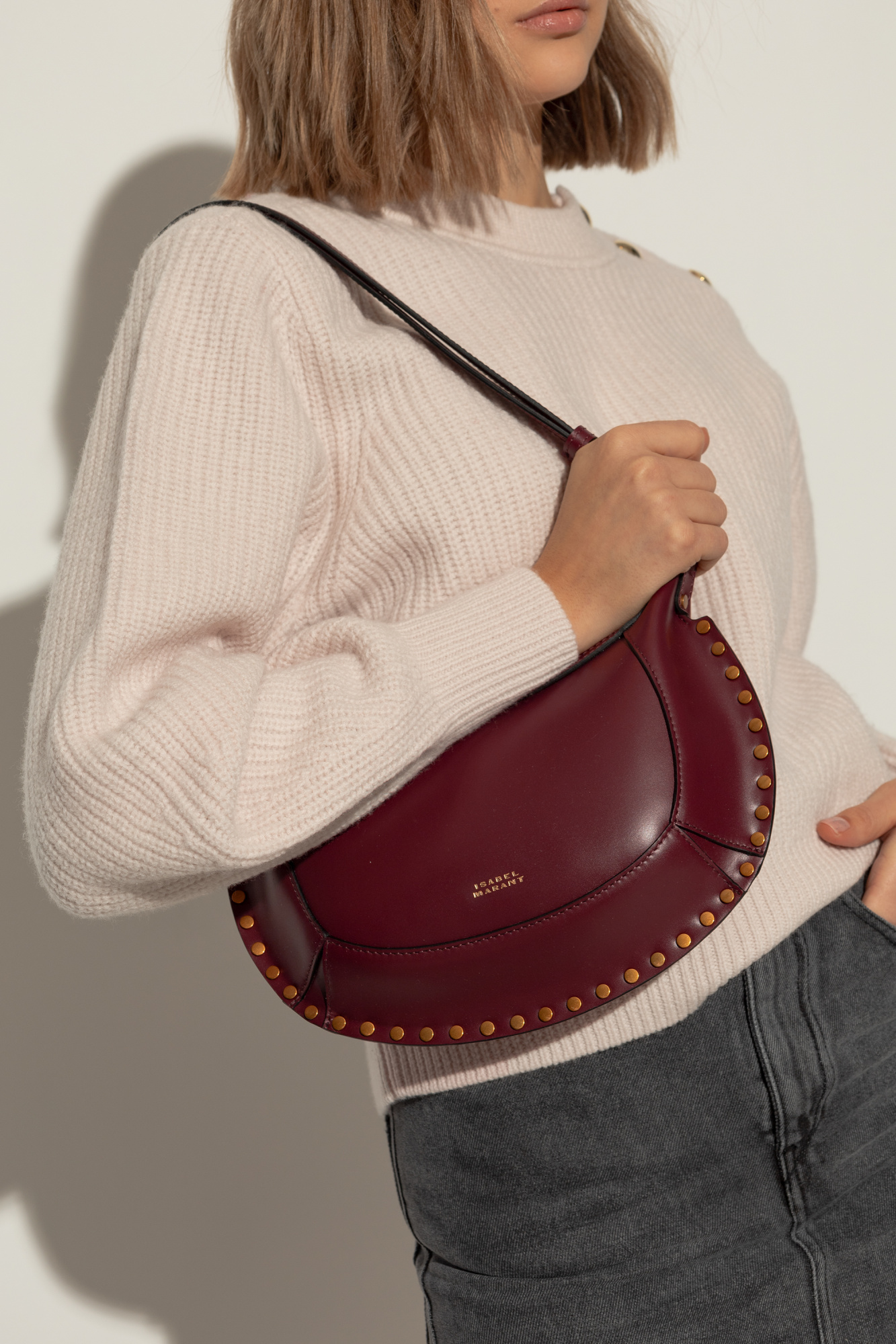 ショルダーバッグ・ポシェット Oskan Moon Ga Shoulder Bag - Isabel Marant - Leather - Red ISABEL MARANT Oskan Moon studded leather shoulder bag | NET